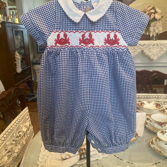 Bella Mia Kids Smocked Infant boys Shortall size size 0-3 months - Picture 2 of 16